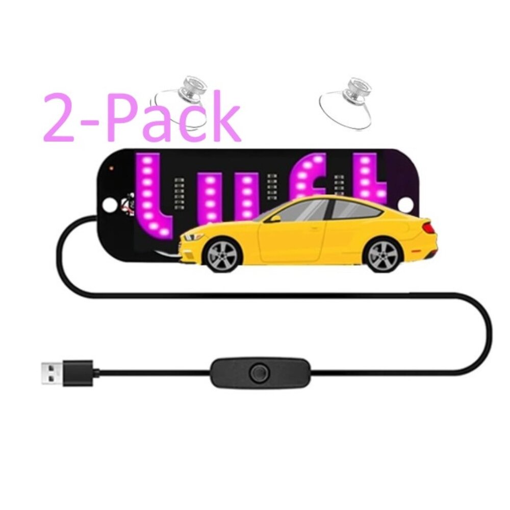 2X Lyft Rideshare Pink LED sign
